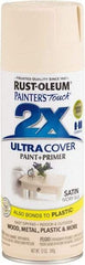 Rust-Oleum - Ivory Silk, Satin, Enamel Spray Paint - 8 Sq Ft per Can, 12 oz Container, Use on Multipurpose - Exact Tool & Supply