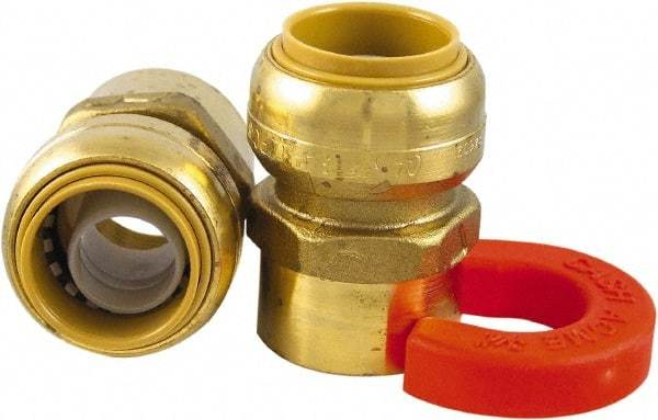 SharkBite - 3/4" Outside Diam, Metal Push-to-Connect Tube Female Connector - 200 Max psi, Tube to Female NPT Connection, Brass O-Ring - Exact Tool & Supply