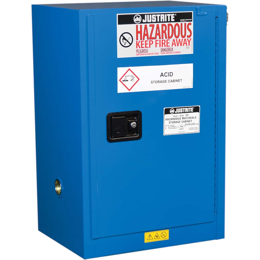 Justrite - 1 Door 1 Shelf 12 Gal Safety Cabinet for Flammable Substances - Exact Tool & Supply