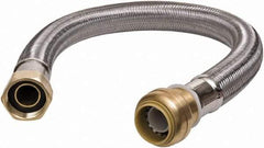 SharkBite - 3/4" Push to Connect Inlet, 3/4" FIP Outlet, Braided Stainless Steel Flexible Connector - Stainless Steel, Use with Water Air Connectors - Exact Tool & Supply