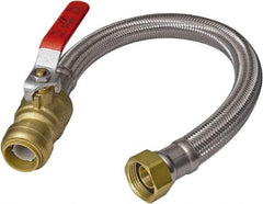 SharkBite - 3/4" Push to Connect Inlet, 3/4" FIP Outlet, Braided Stainless Steel Flexible Connector - Stainless Steel, Use with Water Air Connectors - Exact Tool & Supply