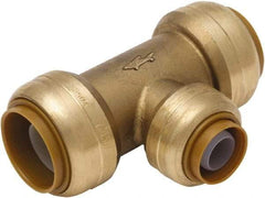SharkBite - Brass & Chrome Pipe Fittings Type: Reducing Tee Fitting Size: 3/4 x 3/4 x 1/2 - Exact Tool & Supply