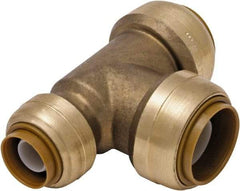 SharkBite - Brass & Chrome Pipe Fittings Type: Reducing Tee Fitting Size: 3/4 x 1/2 x 3/4 - Exact Tool & Supply