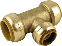 SharkBite - Brass & Chrome Pipe Fittings Type: Reducing Tee Fitting Size: 1 x 1 x 3/4 - Exact Tool & Supply