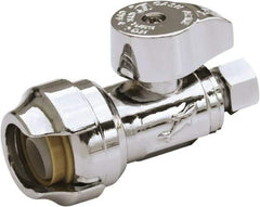 SharkBite - 1/2 & 3/8" Pipe, 200 psi WOG Rating, Brass Stop Valve - Chrome Finished Handle, Push Fit End Connections, For Potable Water Applications - Exact Tool & Supply