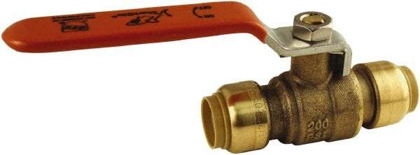 SharkBite - 3/4 x 3/4" Pipe, Standard Port, Brass Standard Ball Valve - Inline - Two Way Flow, Push-to-Connect x Push-to-Connect Ends, Steel Handle, 200 WOG - Exact Tool & Supply