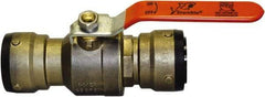 SharkBite - 1-1/2" Pipe, Standard Port, Brass Standard Ball Valve - Inline - Two Way Flow, Push-to-Connect x Push-to-Connect Ends, Steel Handle, 200 WOG - Exact Tool & Supply