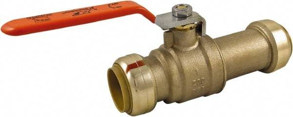 SharkBite - 1 x 1" Pipe, Standard Port, Brass Standard Ball Valve - Inline - Two Way Flow, Push-to-Connect x Push-to-Connect Ends, Steel Handle, 200 WOG - Exact Tool & Supply