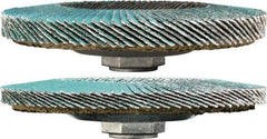 3M - 80 Grit, 4-1/2" Disc Diam, 5/8-11 Center Hole, Type 29 Zirconia Alumina Flap Disc - 13,300 Max RPM, Cloth Backing, Arbor Attaching System, Coated - Exact Tool & Supply