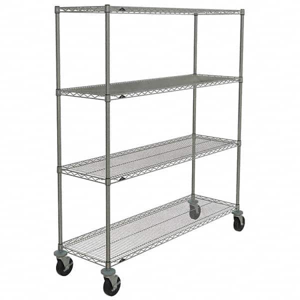 Metro - 600 Lb Capacity 4 Shelf Mobile Wire Shelving Unit - Add-On Unit - Exact Tool & Supply