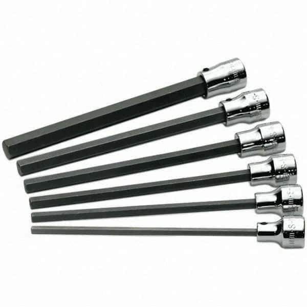 SK - 6 Piece 3/8" Drive Metric Hex Bit Socket Set - 4 to 10mm Hex - Exact Tool & Supply
