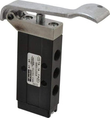 Parker - 0.20 CV Rate, 1/8" NPT Inlet Direct Air 2 Mechanical Spool Valve - 150 Max psi, H, Lever Spring Return - Exact Tool & Supply