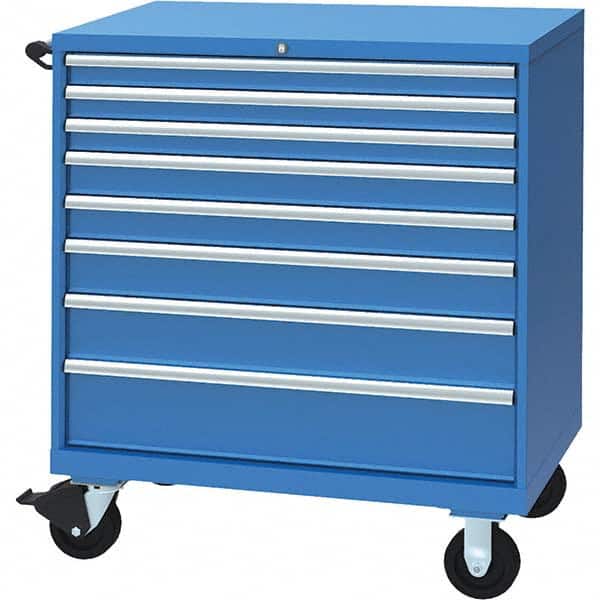 LISTA - 8 Drawer, 117 Compartment Bright Blue Steel Modular Storage Cabinet - Exact Tool & Supply