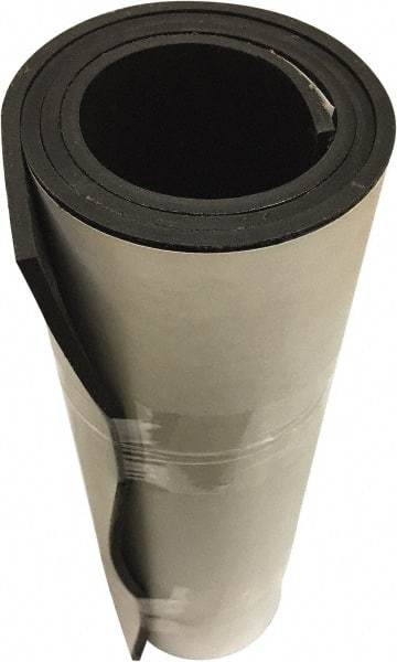 Value Collection - 1/16" Thick x 36" Wide x 10' Long Black Buna-N Rubber Roll - Stock Length, Adhesive Back, 60 Shore A Durometer, 1,000 psi Tensile Strength, -30°F to 220°F - Exact Tool & Supply