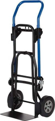 Harper Trucks - 500 Lb Capacity 44" OAH Quick Change Convertible Hand Truck - 14 x 7-1/2" Base Plate, Continuous Handle, Steel, Solid Rubber Swivel Wheels - Exact Tool & Supply