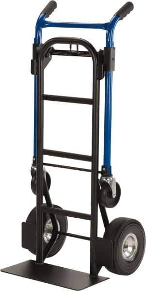Harper Trucks - 900 Lb Capacity 48" OAH Quick Change Convertible Hand Truck - 18 x 9" Base Plate, Dual Handle, Steel, Swivel Polyurethane Wheels - Exact Tool & Supply