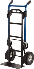 Harper Trucks - 900 Lb Capacity 48" OAH Quick Change Convertible Hand Truck - 18 x 9" Base Plate, Dual Handle, Steel, Swivel Polyurethane Wheels - Exact Tool & Supply