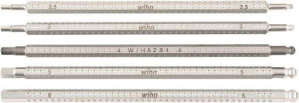 Wiha - 5 Piece Hex Drive Bit Set - Ball End Hex Point - Exact Tool & Supply