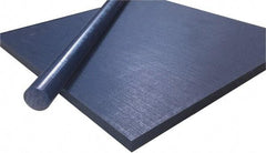 Made in USA - 1/2" Thick x 2' Wide x 4' Long, Polyethylene (UHMW) Sheet - Blue, Shore D-65 Hardness, Bearing Grade Grade, ±10% Tolerance - Exact Tool & Supply