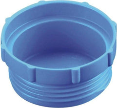 Caplugs - Serrated Round Head, Threaded Plug - 0.56" OD, 39/64" Long, High-Density Polyethylene, Blue - Exact Tool & Supply