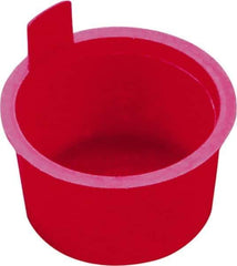 Caplugs - 1.682" ID, Pull-Tab, Round Head, Tapered Plug - 1.88" OD, 3/4" Long, Low-Density Polyethylene, Red - Exact Tool & Supply