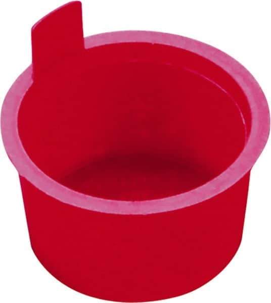 Caplugs - 1.09" ID, Pull-Tab, Round Head, Tapered Plug - 3/4" Long, Low-Density Polyethylene, Red - Exact Tool & Supply
