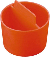 Caplugs - 0.76" ID, Pull-Tab, Round Head, Tapered Plug - 25/32" Long, Low-Density Polyethylene, Orange - Exact Tool & Supply