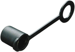 Caplugs - 0.36" ID, Round Head, Tethered Cap - Low-Density Polyethylene, Black - Exact Tool & Supply