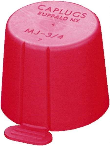 Caplugs - 1.106" ID, Round Head, Tapered, Tear-Tab Cap - 1-9/64" Long, Low-Density Polyethylene, Red - Exact Tool & Supply