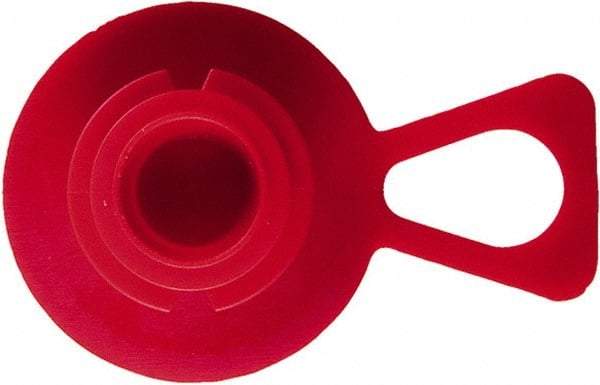 Caplugs - 1/2" ID, Pull-Tab Plug - 3/4" OD, 1-11/32" Long, Low-Density Polyethylene, Red - Exact Tool & Supply