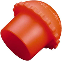 Caplugs - 0.82" ID, Serrated Round Head Cylinder Valve Cap - 1" Long, Low-Density Polyethylene, Orange - Exact Tool & Supply