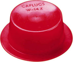 Caplugs - 1.513" ID, Round Head, Tapered Cap/Plug with Flange - 11/16" Long, Low-Density Polyethylene, Red - Exact Tool & Supply
