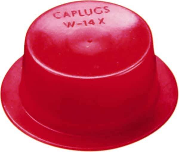 Caplugs - 0.913" ID, Round Head, Tapered Cap/Plug with Flange - 1.44" OD, 23/32" Long, Low-Density Polyethylene, Red - Exact Tool & Supply