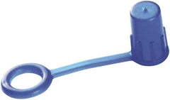 Caplugs - 1/4" ID, Round Head, Tethered Cap - 3/4" Long, Low-Density Polyethylene, Blue - Exact Tool & Supply