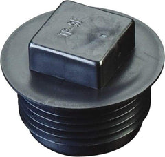 Caplugs - Square Head, Threaded Plug with Flange - 23/32" Long, High-Density Polyethylene, Black - Exact Tool & Supply
