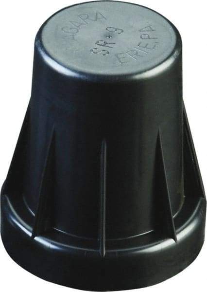 Caplugs - 1-9/16" ID, Serrated Round Head Sucker Rod Cap - 2-3/4" Long, Low-Density Polyethylene, Black - Exact Tool & Supply