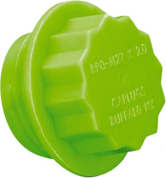 Caplugs - 12-Point Head, Threaded Plug - 20.57mm OD, Polypropylene, Green - Exact Tool & Supply