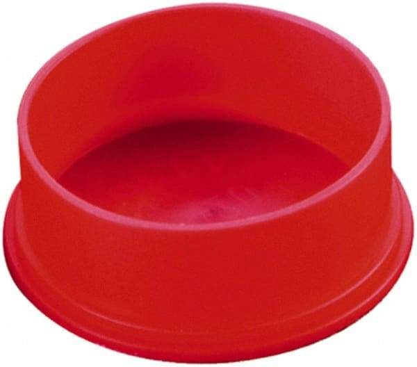 Caplugs - 4.9" ID, Round Head Utility Cap - 5.12" OD, 1-1/4" Long, Low-Density Polyethylene, Red - Exact Tool & Supply