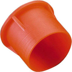 Caplugs - 0.36" ID, Round Head Tube Cap/Plug - 0.53" OD, 21/32" Long, Low-Density Polyethylene, Orange - Exact Tool & Supply