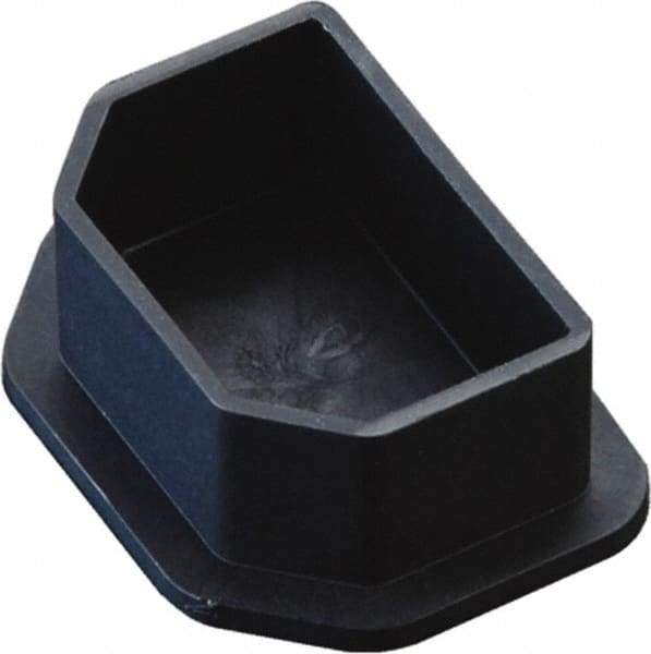 Caplugs - Non-Conductive, Push-In, Rectangular Head Power Supply Plug - 0.96 x 0.66" OD, 3/8" Long, Low-Density Polyethylene, Black - Exact Tool & Supply