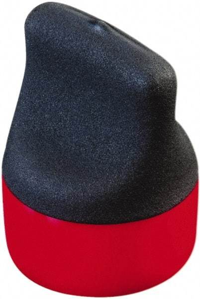 Caplugs - 0.46" ID, Round Head, Textured Pull-Tab Cap - 1-5/8" Long, Vinyl, Red/Black - Exact Tool & Supply