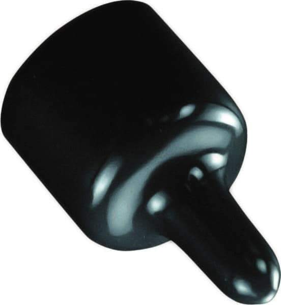 Caplugs - 0.386" ID, Pull-Tab, Round Head Masking Cap - 1-3/8" Long, Vinyl, Black - Exact Tool & Supply