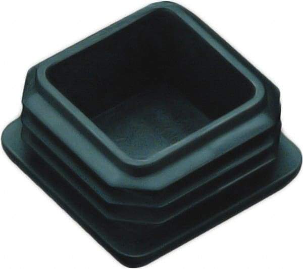 Caplugs - Square Finishing Plug for 10 to 14 Gauge Panels, for 1-1/2" Tube Diam - 0.52" Deep, Vinyl, Black - Exact Tool & Supply