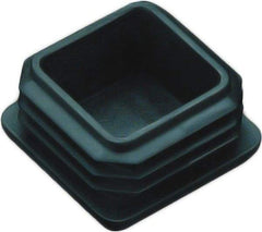 Caplugs - Square Finishing Plug for 14 to 20 Gauge Panels, for 1" Tube Diam - 0.43" Deep, Vinyl, Black - Exact Tool & Supply
