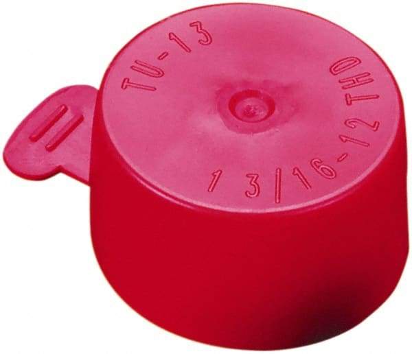 Caplugs - 0.865" ID, Flexible, Tear-Tab Cap - 21/32" Long, Vinyl, Red - Exact Tool & Supply