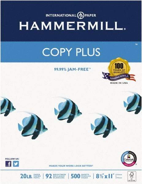 Hammermill - 8-1/2" x 11" White Copy Paper - Use with Laser Printers, Copiers, Fax Machines, Multifunction Machines - Exact Tool & Supply
