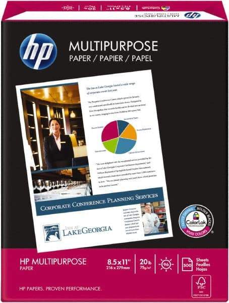 Hewlett-Packard - 8-1/2" x 11" White Copy Paper - Use with Copiers, Inkjet Printers, Laser Printers, Fax Machines - Exact Tool & Supply