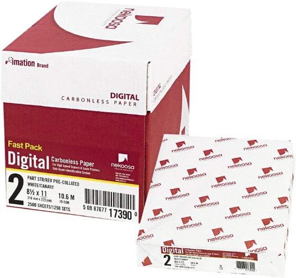 Nekoosa - 8-1/2" x 11" White & Canary Digital Carbonless Paper - Use with Laser Copiers, Laser Printers - Exact Tool & Supply