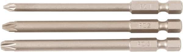 Wiha - #1, #2, #3 Pozidriv Screwdriver Bit - 90mm OAL - Exact Tool & Supply