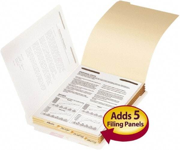SMEAD - 8-1/2 x 11", Letter Size, Manilla, Classification Folders with End Tab Fastener - 11 Point Stock, Assorted Tab Cut Location - Exact Tool & Supply